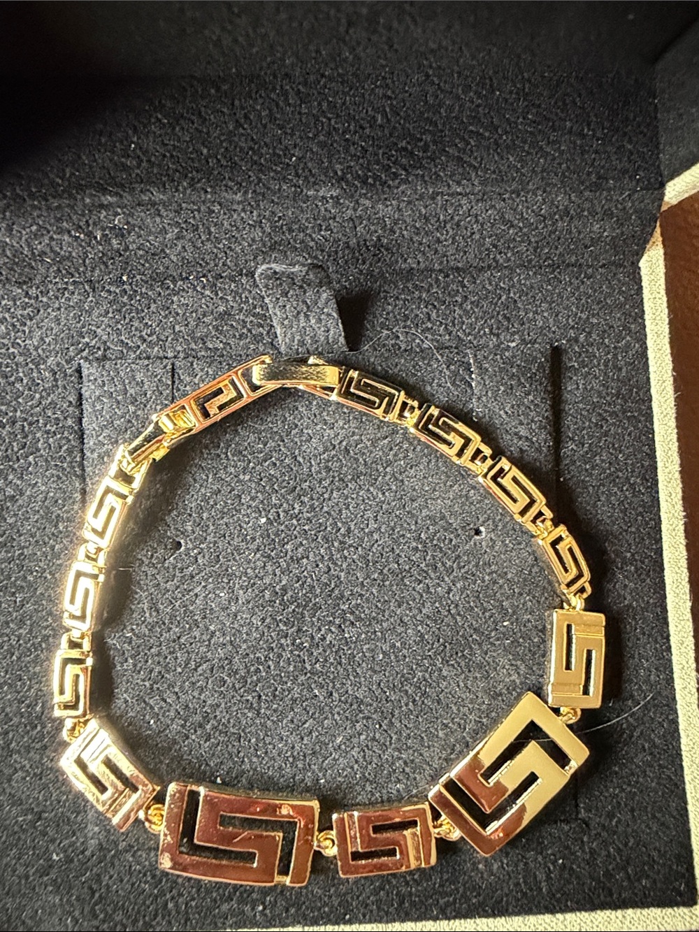 Gold Greek Key Link Bracelet